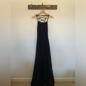 Lulus Black Strappy Back Formal Maxi Dress